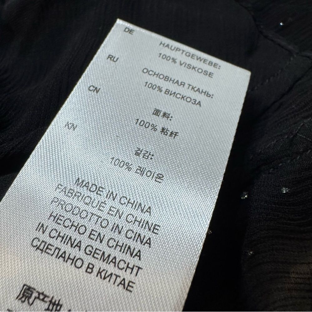 IRO Paris Lonila Ruffled Glitter-Embellished Georgette Blouse Medium Sz 36 Black - Picture 13 of 16